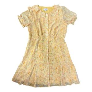 Ann Taylor Loft Outlet Yellow Floral Button up Dress